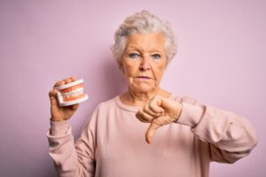 a denture patient dissatisfied with low quality dentures.