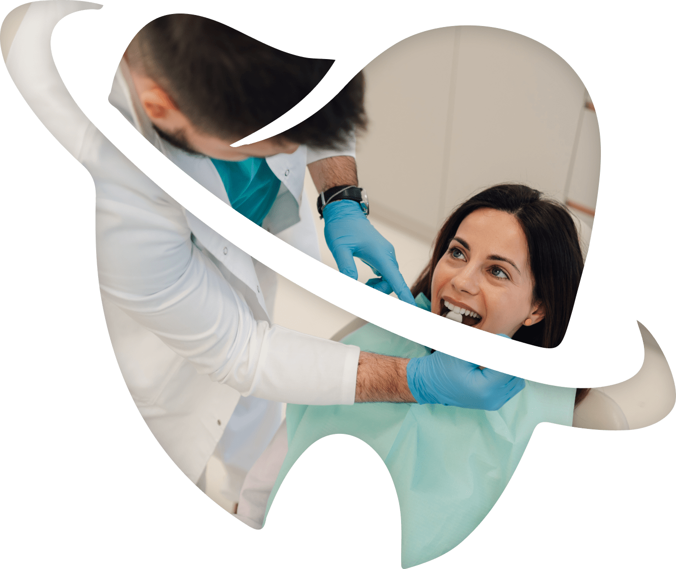 Dentures dentist inspecting a patient